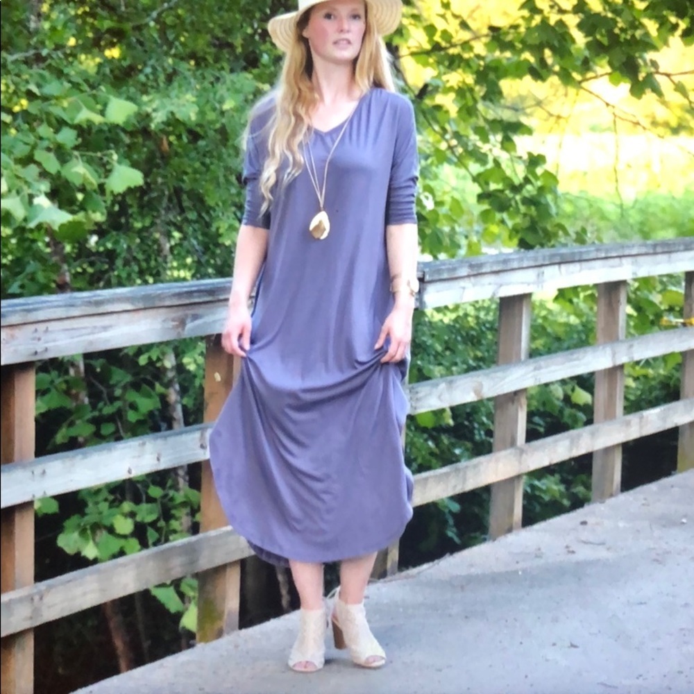 Purple T-shirt maxi Dress - Picture 4 of 4